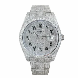 Rolex Datejust 116300 White Gold Diamond Arabic Dial Iced Out Replica