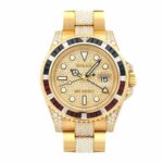 Rolex GMT Master II 116758 SARU Yellow Gold Diamonds Dial Iced Out Replica